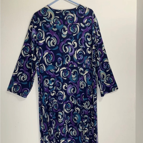 Anthology Midi Dress Navy Floral 3/4 Sleeves V-Neck Stretch Jersey UK Size 22 - Picture 7 of 11